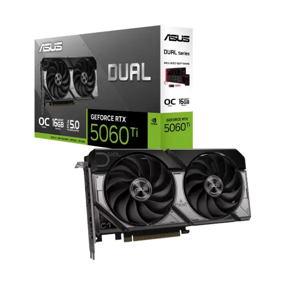ვიდეო დაფა ASUS Graphic Card GeForce RTX 5060 TI 16GB GDDR7 OC DUAL-RTX5060TI-O16G - Primestore.ge