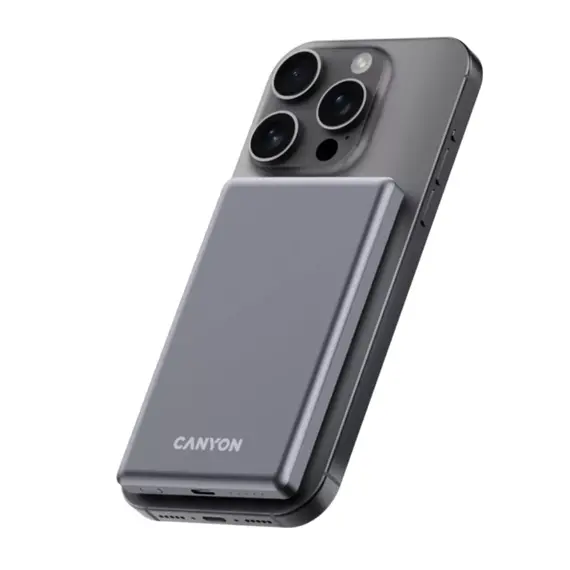 პორტატული დამტენი CANYON power bank OnPower 505 slim Magnetic 5000 Dark Gray (CNS-CPB505DG) , 2 image - Primestore.ge