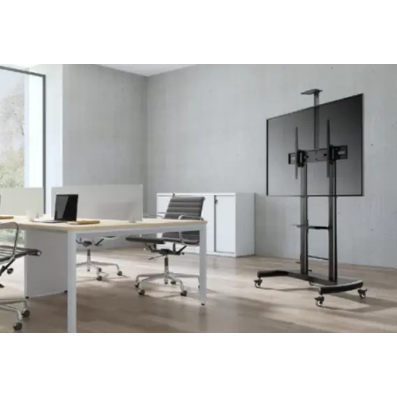 ტელევიზორის სადგამი Gembird TVS-100T-02 Height adjustable TV floor stand with caster wheels 60&quot; - 100&quot , 3 image - Primestore.ge