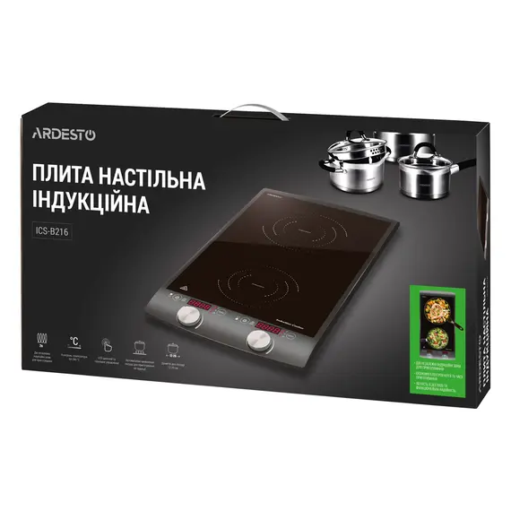 ელექტრო ზედაპირი ARDESTO ICS-B216 electric cooking plate with two hob eyes with total power of 2900 W, combined control - Primestore.ge