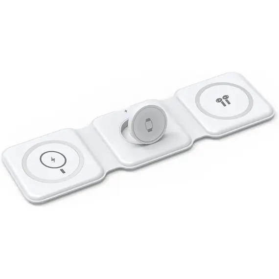 პორტატული დამტენი WiWU Foldable 3 in 1 M6 White  - Primestore.ge