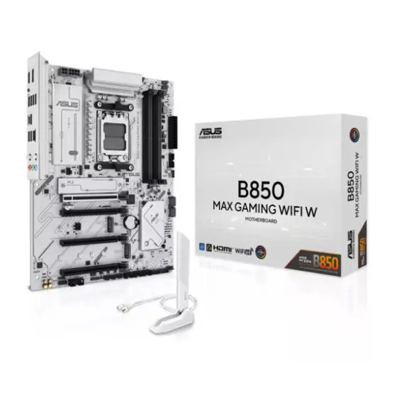 დედა დაფა ASUS Motherboard B850 MAX GAMING WIFI W sAM5 B850 4xDDR5 M.2 HDMI DP WiFi BT ATX white - Primestore.ge