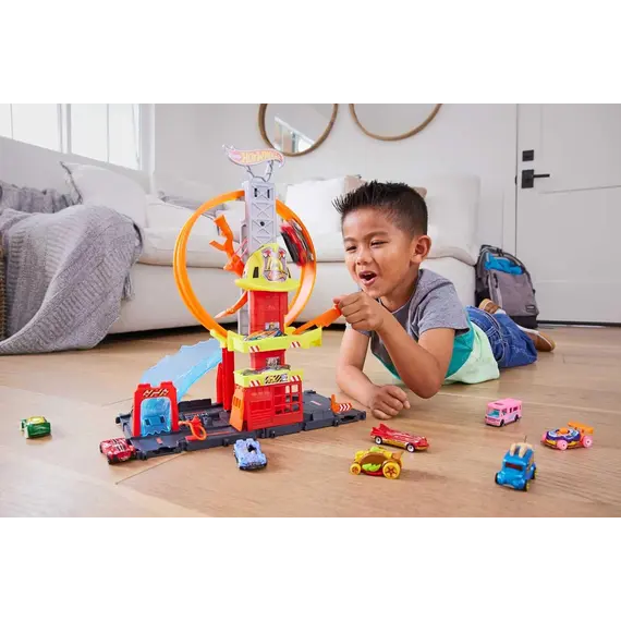 სათამაშო კომპლექტი Mattel HW City Super Fire Station Station , 5 image - Primestore.ge