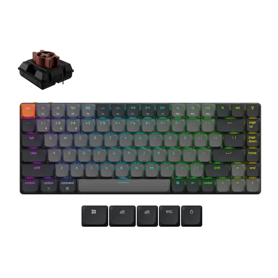 კლავიატურა Keychron K3 V3 84 keys, K Red, BT/USB-A, RGB, black , 2 image - Primestore.ge