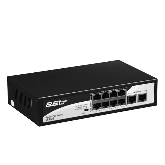 სვიჩი 2E PowerLink Switch SP802G 10xGE (8xPoE, 2xUplink), 120W, Unmanaged - Primestore.ge