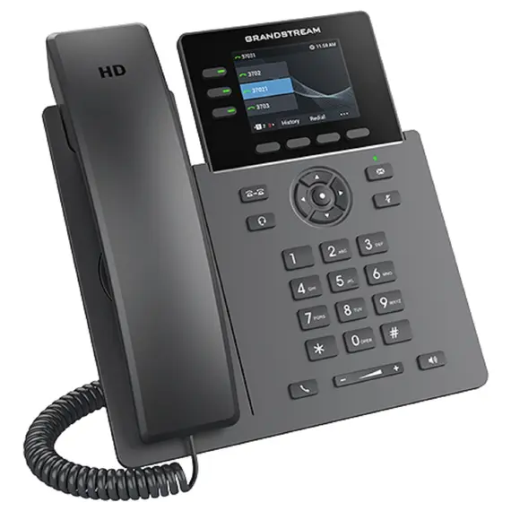IP ტელეფონი Grandstream GRP2611G, Professional P Phone, 3 SIP accounts, 3 lines, 2x GbE PoE, 320x240 (2.8") color LCD, 12 virtual BLF keys, 5V/0.6A PSU - Primestore.ge