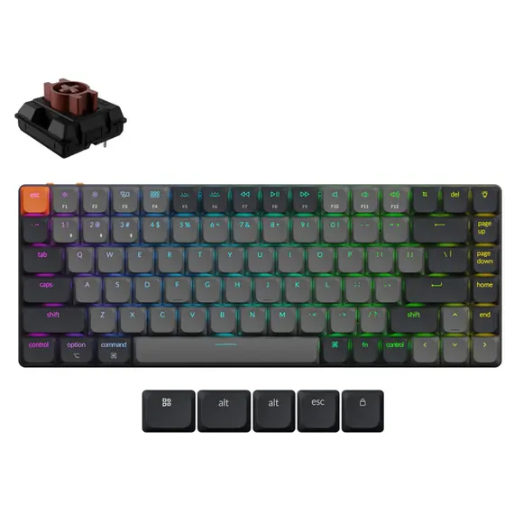 კლავიატურა Keychron K3 V3 84 keys, K Brown, BT/USB-A, RGB, black , 2 image - Primestore.ge