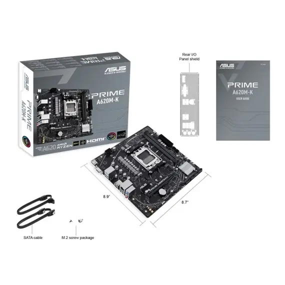 დედა დაფა ASUS Motherboard PRIME A620M-K sAM5 A620 2xDDR5 HDMI D-Sub mATX - Primestore.ge