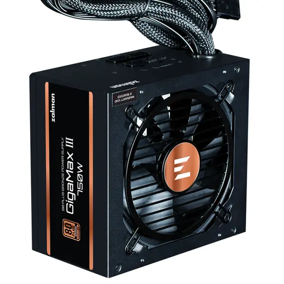 კვების ბლოკი Zalman PSU Gigamax 3  (750W), 88%, 80+ Bronze, 120mm, 1xMB 24pin(20+4), 2xCPU (8pin(4+4)+8pin), 3xMolex, 6xSATA, 4xPCIe 8pin(6+2), 1x12VHPWR, Semi Modular , 2 image - Primestore.ge