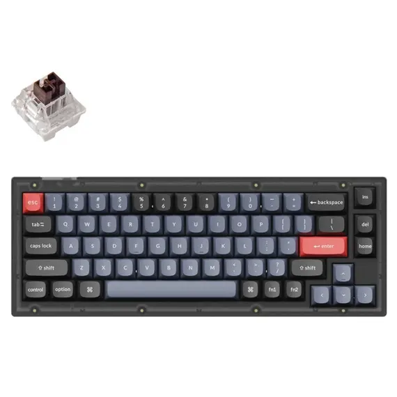 კლავიატურა Keychron V2 84 keys, K Brown, Hot-Swap, WL/BT/USB-A, RGB, black , 2 image - Primestore.ge