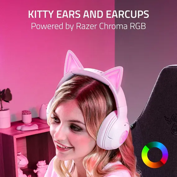 ყურსასმენი Razer Headset Kraken Kitty V2, BT, white , 3 image - Primestore.ge