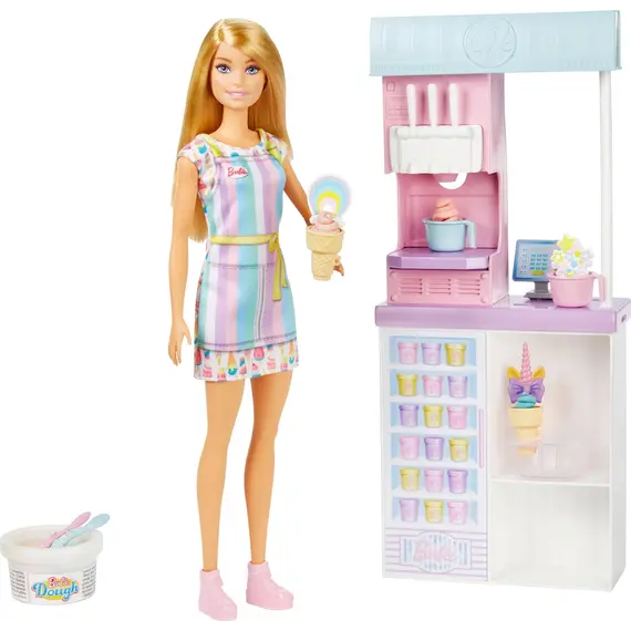 ბარბის თოჯინა MATTEL Barbie Ice Cream Shopkeeper Playset - Primestore.ge