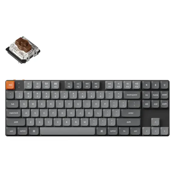 კლავიატურა Mechanical keyboard Keychron K1 Max 84 keys, Gateron Brown, WL/BT/USB-A, RGB, black , 2 image - Primestore.ge