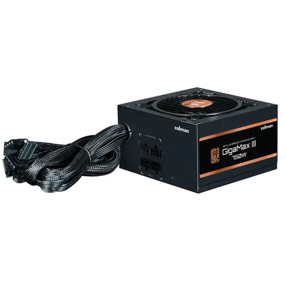 კვების ბლოკი Zalman PSU Gigamax 3  (750W), 88%, 80+ Bronze, 120mm, 1xMB 24pin(20+4), 2xCPU (8pin(4+4)+8pin), 3xMolex, 6xSATA, 4xPCIe 8pin(6+2), 1x12VHPWR, Semi Modular , 3 image - Primestore.ge