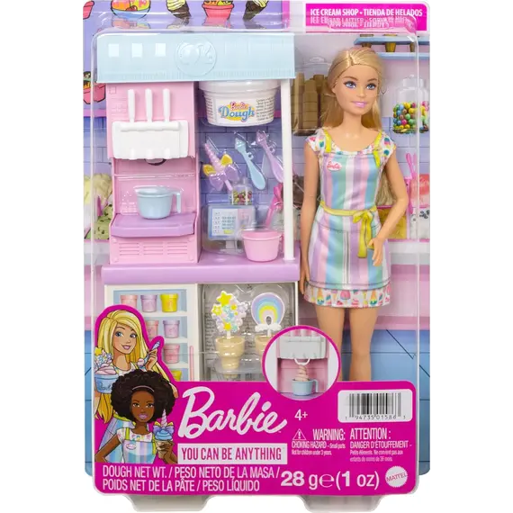 ბარბის თოჯინა MATTEL Barbie Ice Cream Shopkeeper Playset - Primestore.ge