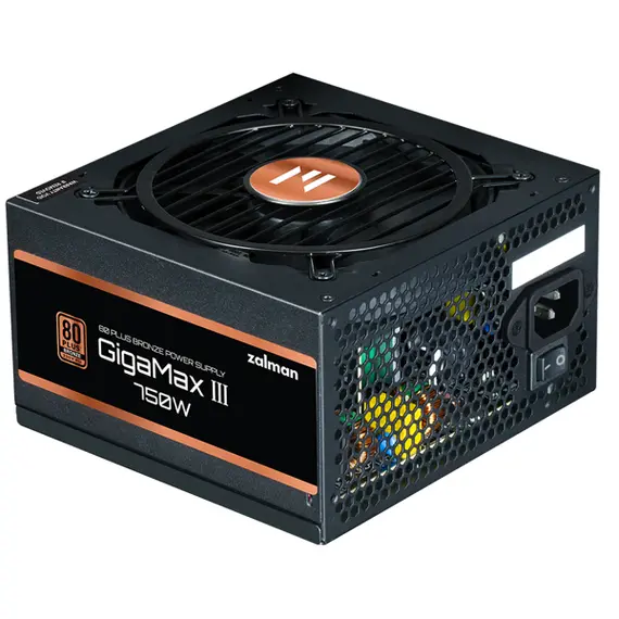 კვების ბლოკი Zalman PSU Gigamax 3  (750W), 88%, 80+ Bronze, 120mm, 1xMB 24pin(20+4), 2xCPU (8pin(4+4)+8pin), 3xMolex, 6xSATA, 4xPCIe 8pin(6+2), 1x12VHPWR, Semi Modular  - Primestore.ge