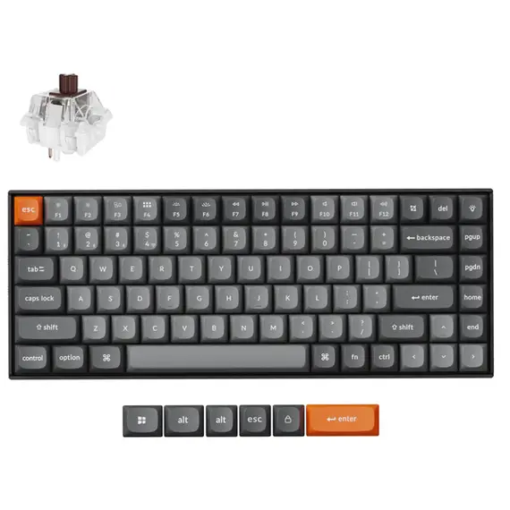 კლავიატურა Keychron K2 Max 84 keys, K Brown, WL/BT/USB-A, RGB, black , 2 image - Primestore.ge