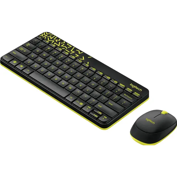 კლავიატურა და მაუსი LOGITECH MK240 Nano Wireless Combo - BLACK/CHARTREUSE - RUS , 2 image - Primestore.ge