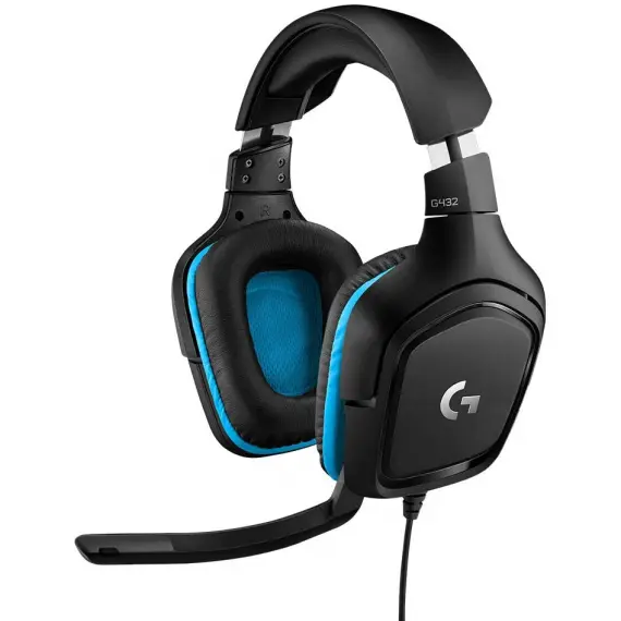 ყურსასმენი LOGITECH G432 Wired Gaming Headset 7.1 - LEATHERETTE - BLACK/BLUE - USB , 2 image - Primestore.ge