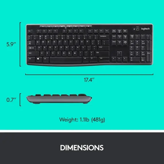 კლავიატურა და მაუსი LOGITECH MK270 Wireless Combo - BLACK - RUS , 4 image - Primestore.ge