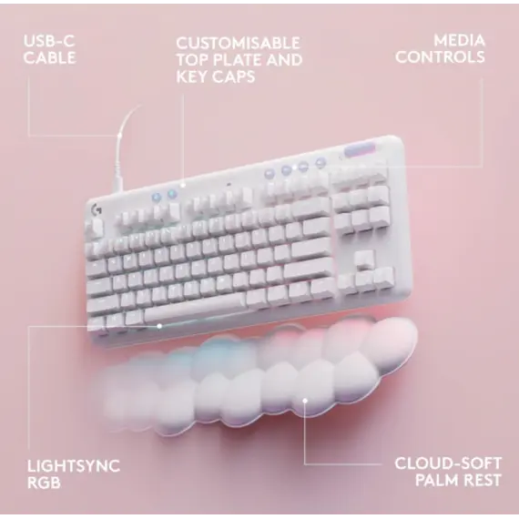 კლავიატურა LOGITECH G713 Gaming Keyboard - OFF WHITE - US INT'L - USB - INTNL-973 - TACTILE , 3 image - Primestore.ge