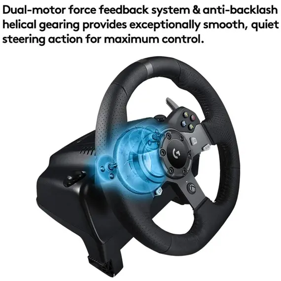 კომპიუტერული საჭე და პედლები LOGITECH G920 Driving Force Racing Wheel - PC/XB - BLACK - USB , 5 image - Primestore.ge