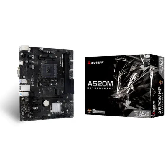 დედა დაფა Biostar AMD A520, Socket AM4, uATX, GbE LAN DDR4 - Primestore.ge