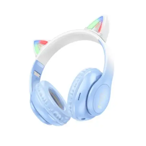 ყურსასმენი Hoco W42 Cat ears BT headphones crystal blue  - Primestore.ge
