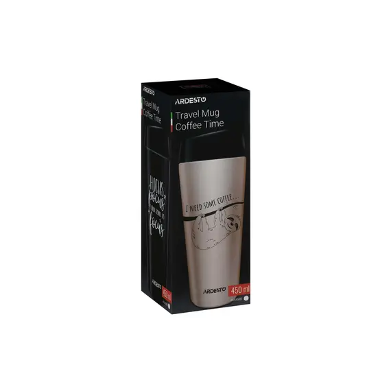 თერმოსი ARDESTO Travel mug Coffee time Hocus 450 ml, black, s/s , 7 image - Primestore.ge