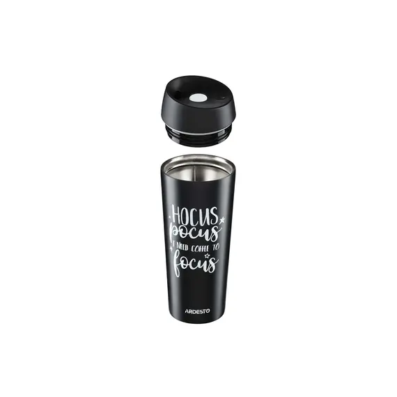 თერმოსი ARDESTO Travel mug Coffee time Hocus 450 ml, black, s/s , 2 image - Primestore.ge