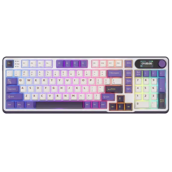 კლავიატურა Royal Kludge RK S98 RGB Mechanical Keyboard, Chartreuse switch, Smart Display, Hot Swappable, Type-C wired, Bluetooth 5.0, 2.4GHz, Blackber - Primestore.ge