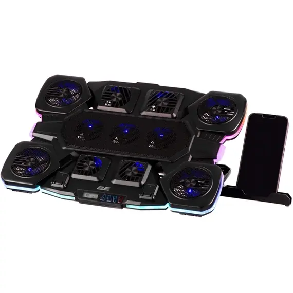 ნოუთბუქის გამაგრილებელი 2E GAMING Laptop stand CPG-011, up to 17.3", 1xUSB-A, 1xUSB-C, LCD, RGB, black - Primestore.ge