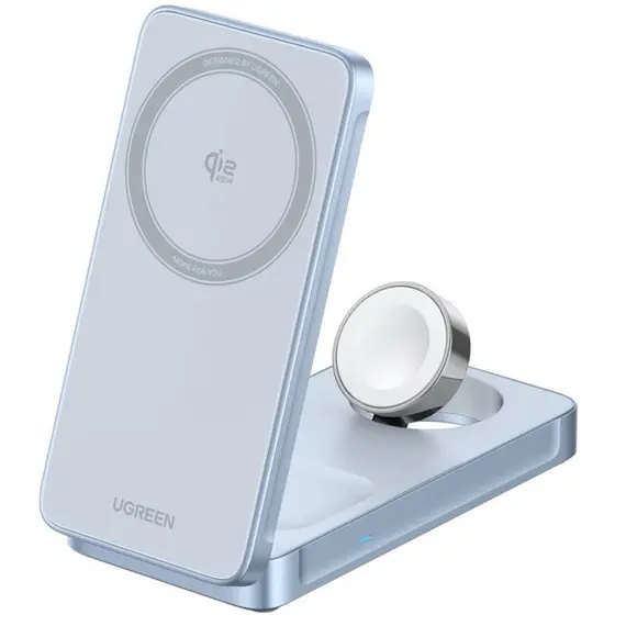 უსადენო დამტენი UGREEN W757 (65901), MagFlow 25W, 3-in-1 Magnetic Wireless Charger, Blue - Primestore.ge