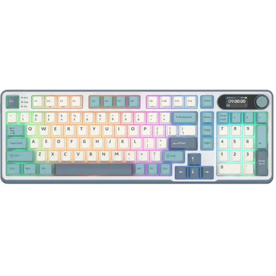 კლავიატურა Royal Kludge RK S98 RGB Mechanical Keyboard, Chartreuse switch, Smart Display, Hot Swappable, Type-C wired, Bluetooth 5.0, 2.4GHz, Light Cl - Primestore.ge