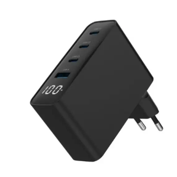 დამტენი Gembird TA-UC-PDQC100LCD-01-BK 4-port 100W GaN USB fast charger LCD Black , 2 image - Primestore.ge