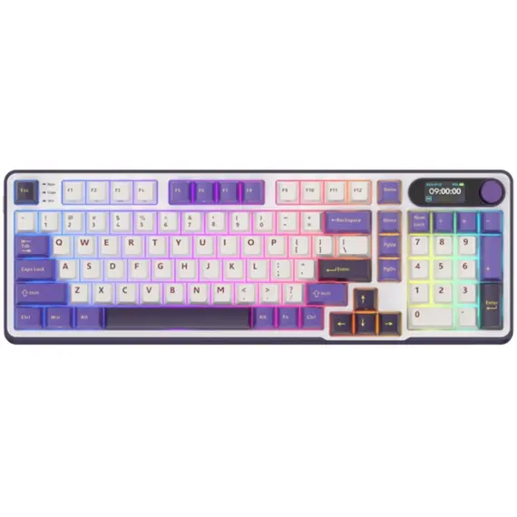 კლავიატურა Royal Kludge RK S98 RGB Mechanical Keyboard, Brown switch, Smart Display, Hot Swappable, Type-C wired, Bluetooth 5.0, 2.4GHz, Blackberry - Primestore.ge