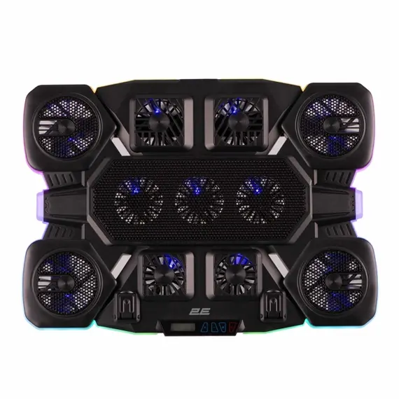 ნოუთბუქის გამაგრილებელი 2E GAMING Laptop stand CPG-011, up to 17.3", 1xUSB-A, 1xUSB-C, LCD, RGB, black - Primestore.ge