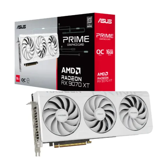 ვიდეო დაფა ASUS Graphic Card Radeon RX 9070 XT 16GB GDDR6 OC PRIME-RX9070XT-O16G-WHITE - Primestore.ge