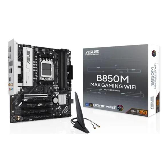 დედა დაფა ASUS Motherboard B850M MAX GAMING WIFI sAM5 B850 4xDDR5 M.2 HDMI DP WiFi BT mATX  - Primestore.ge
