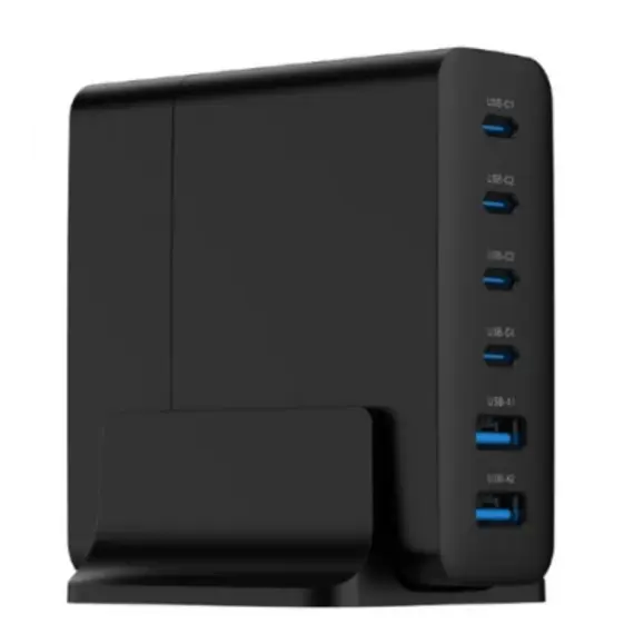 დამტენი Gembird TA-UC-2A4C-PD75-01-BK 6-port 75W GaN USB fast charger Black , 2 image - Primestore.ge