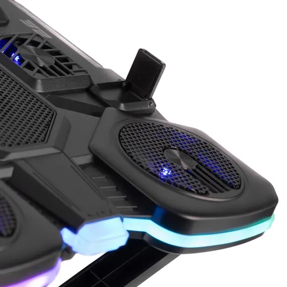 ნოუთბუქის გამაგრილებელი 2E GAMING Laptop stand CPG-011, up to 17.3", 1xUSB-A, 1xUSB-C, LCD, RGB, black - Primestore.ge