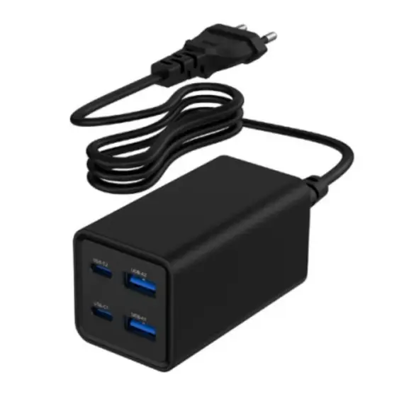 დამტენი Gembird TA-UC-2A2C-PD65-01-BK 4-port 65W GaN USB PowerDelivery fast charger Black  - Primestore.ge