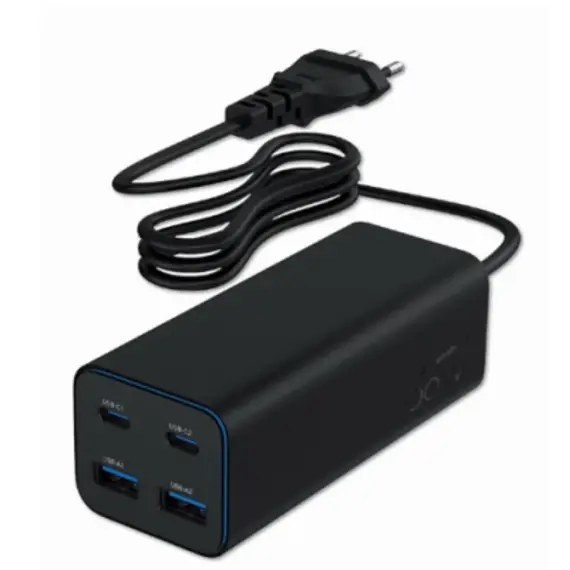 დამტენი Gembird TA-UC-2A2C-PD100-01-BK 4-port 100W GaN USB PowerDelivery fast charger Black  - Primestore.ge