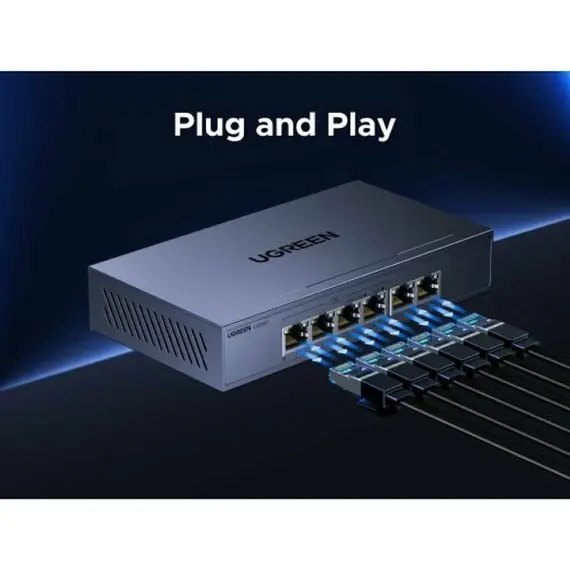 სვიჩი UGREEN CM741 (35371EU), 6-Port Gigabit, PoE+ Switch, Grey - Primestore.ge