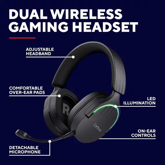 ყურსასმენი Trust GXT491 FAYZO WIRELESS HEADSET BLK - Primestore.ge