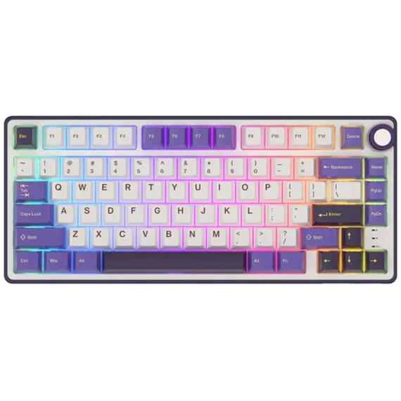 კლავიატურა Royal Kludge RK R75 RGB Mechanical Keyboard, K silver switch, Hot Swappable, Type-C wired, Blackberry - Primestore.ge