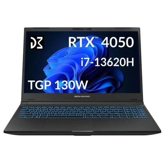 ნოუთბუქი Dream Machines Notebook RG4050-15 15.6FHD IPS, Intel i7-13620H, 16GB, F1TB, NVD4050-6, DOS, black - Primestore.ge