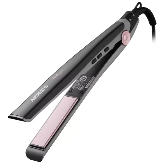 თმის გასასწორებელი Ardesto Hair straightener Pink Touch, 32W, 110-200C, ceramics, gray+pink - Primestore.ge