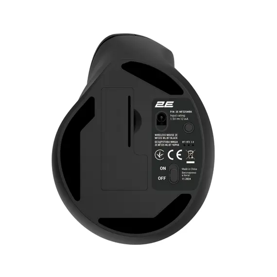 მაუსი 2E Mouse MF325 Silent, WL/BT, vertical, black - Primestore.ge