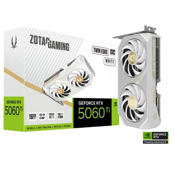 ვიდეო დაფა ZOTAC Graphic Adapter GeForce RTX 5060 Ti 12GB GDDR7 Twin Edge OC White Edition - Primestore.ge